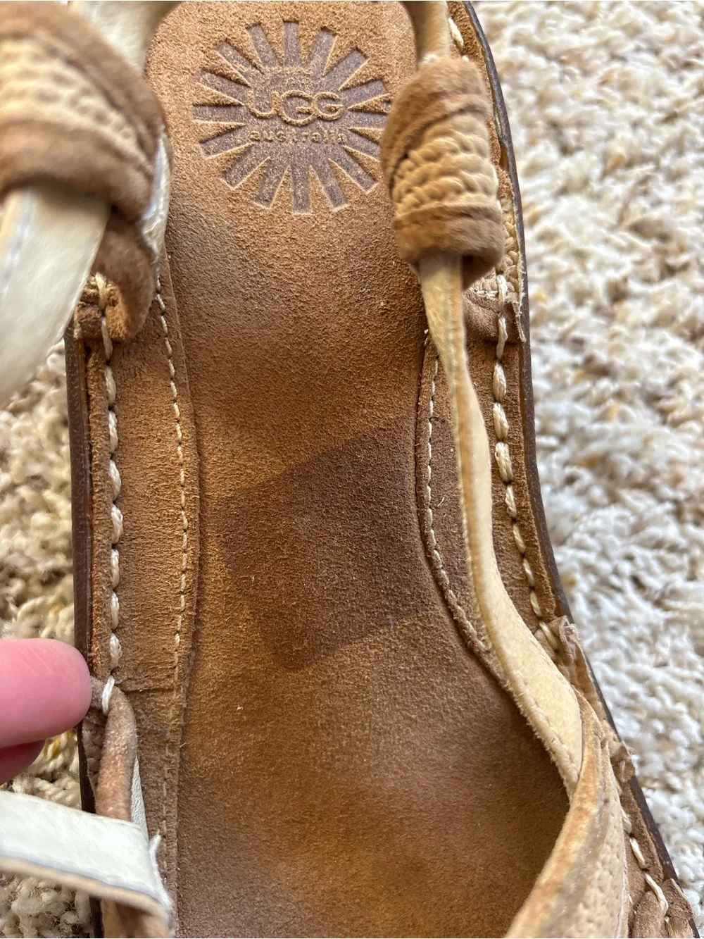 UGG Mayley Wedge Sandals Size 10 Taupe/Tan